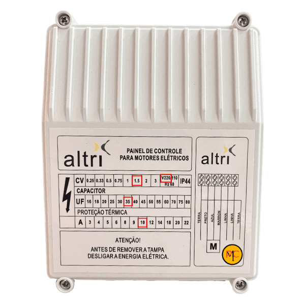Altri Painel Para Bomba de Poço Com Entrada Para Boia 3 fios 1.50cv Mono 220v 35uf 10A