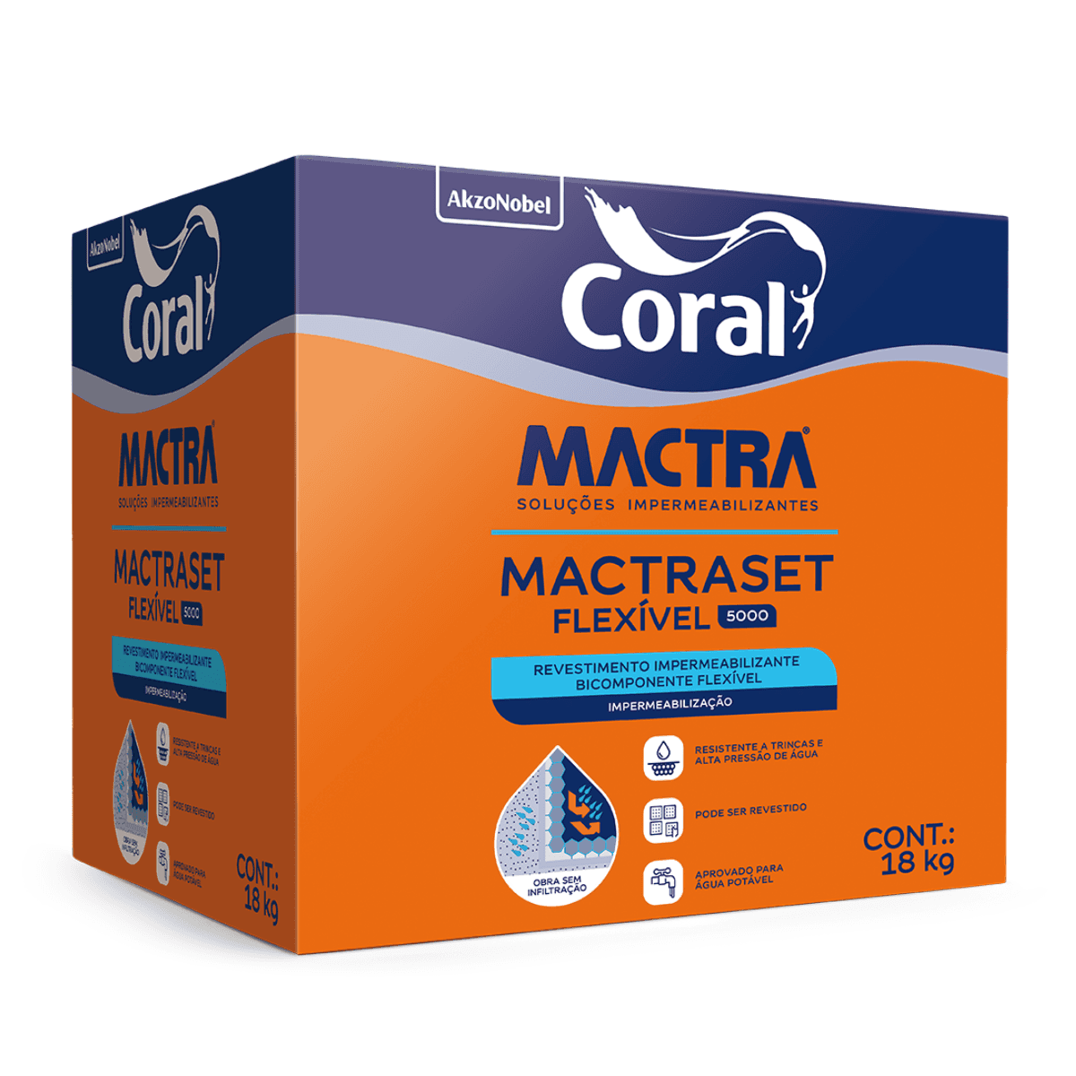 Impermeabilizante Mactraset 5000 Flexível Piscina e Reservatórios 18Kg – Coral Mactra