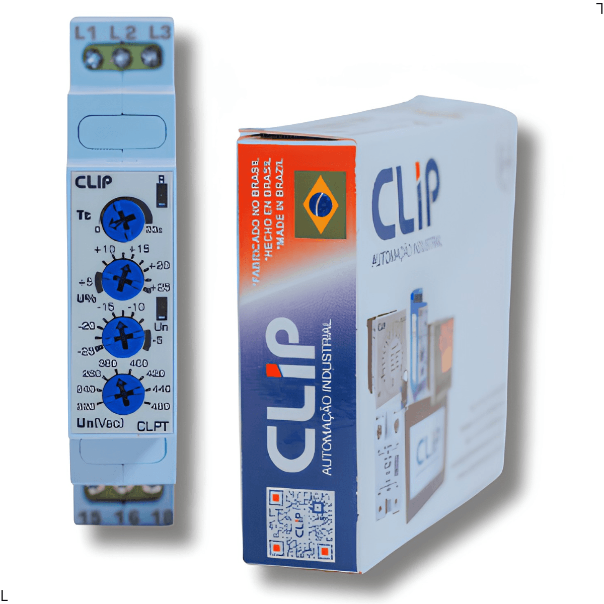 Monitor de Tensão Trifásico Clip CLPT, Falta, Sequência, Assimetria e Mínima/Máxima Tensão | 220–480Vca | Com Retardo