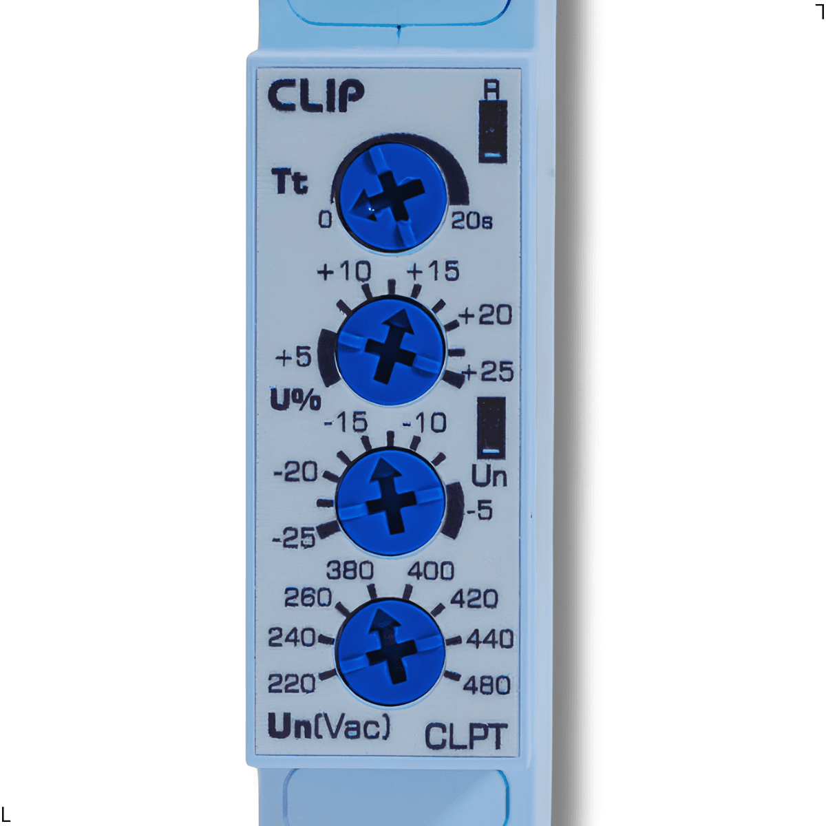 Monitor de Tensão Trifásico Clip CLPT, Falta, Sequência, Assimetria e Mínima/Máxima Tensão | 220–480Vca | Com Retardo