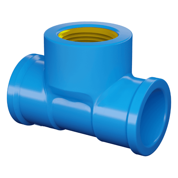 Tê Azul Soldável com Bucha de Latão 25mm x 1/2″ Fortlev