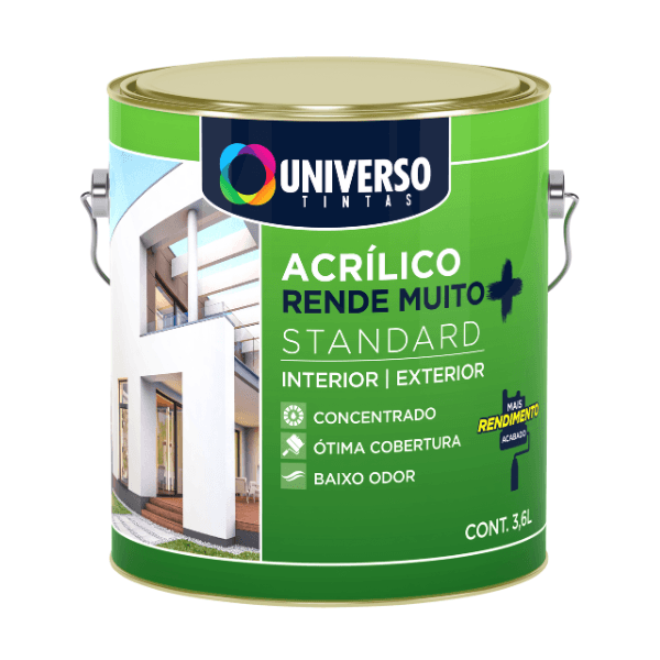 Tinta Acrílica Fosca Rende Muito Standard Interior e Exterior Branco Neve 3,6 L Universo